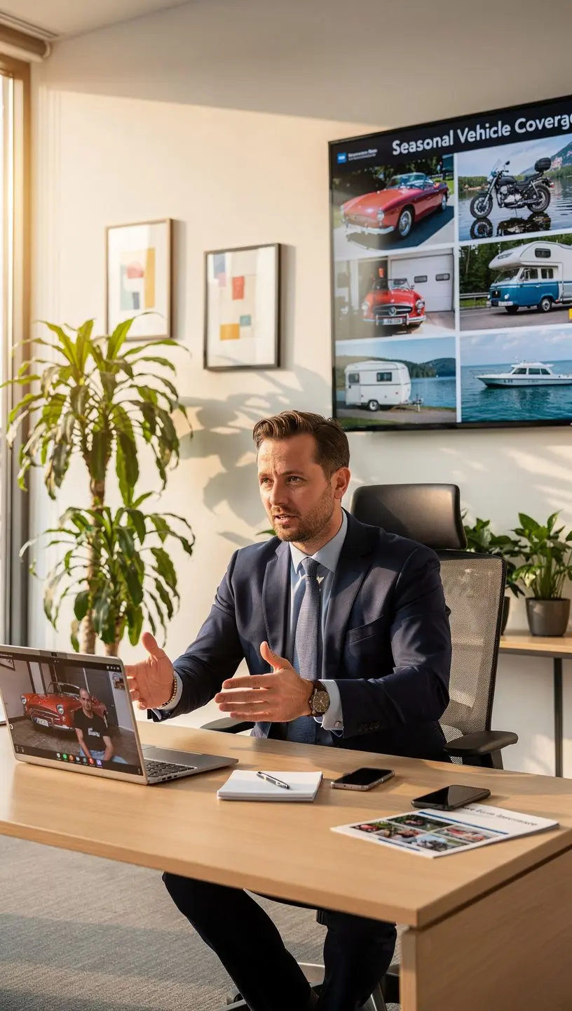 Bürogebäude eines spezialisierten Versicherungsanbieters für saisonale Fahrzeugversicherungen in DE.